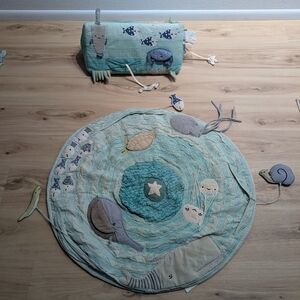 Sea Life Baby Activity Play Mat and Pillow, Great Used Condition, Crate&Barrel